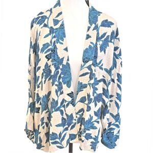 Andersen & Lauth Cardigan Womens One Size Blue Floral Kimono Open Front Boho‎